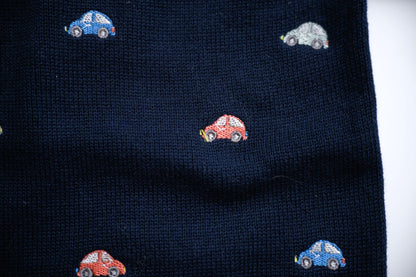 Viverano Organics Mini Beetle Cars Embroidered Baby Sweater (Organic) - Navy Blue