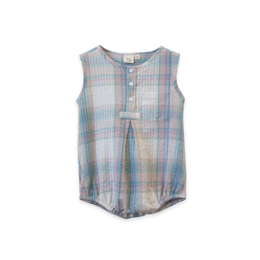 Beet World Baby Romper Arctic Blue Seersucker