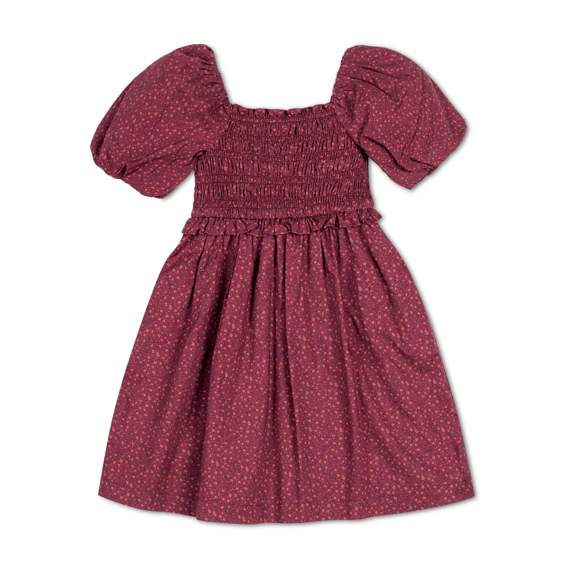 hope and henry, burgundy, smocked, dress, bubble sleeves, fall, winter, organic cotton, formal dress