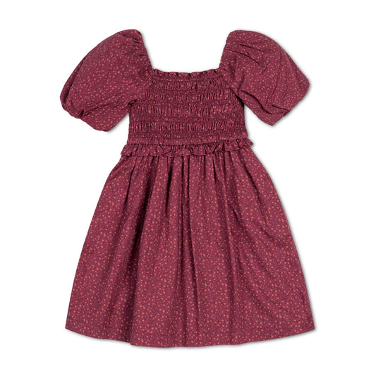 hope and henry, burgundy, smocked, dress, bubble sleeves, fall, winter, organic cotton, formal dress
