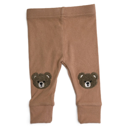 babysprouts, bamboo cotton, tan, leggings, joggers, baby, boy, bears