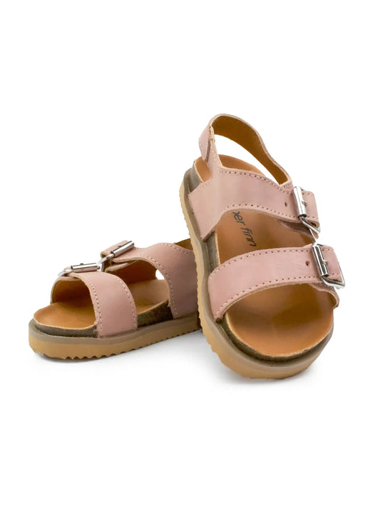 pink leather buckle sandal piper finn girls sandals