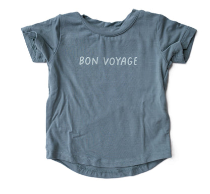 baby sprouts bamboo cotton bon voyage blue tee shirt