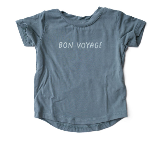 baby sprouts bamboo cotton bon voyage blue tee shirt