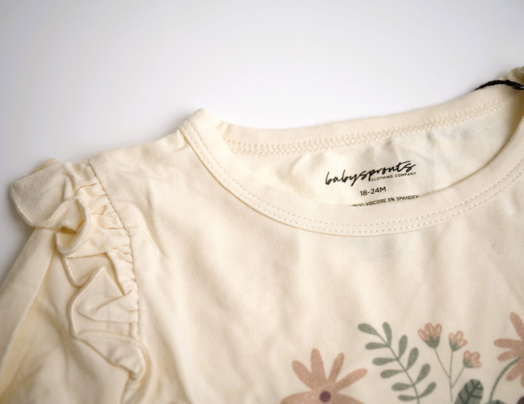 babyspouts, bamboo cotton, long sleeve, little girl, baby, shirt, floral, white