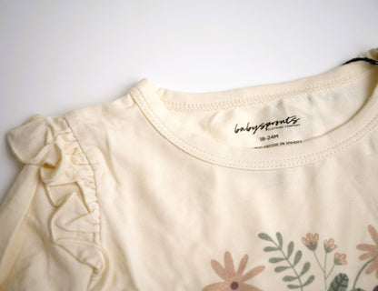 babyspouts, bamboo cotton, long sleeve, little girl, baby, shirt, floral, white