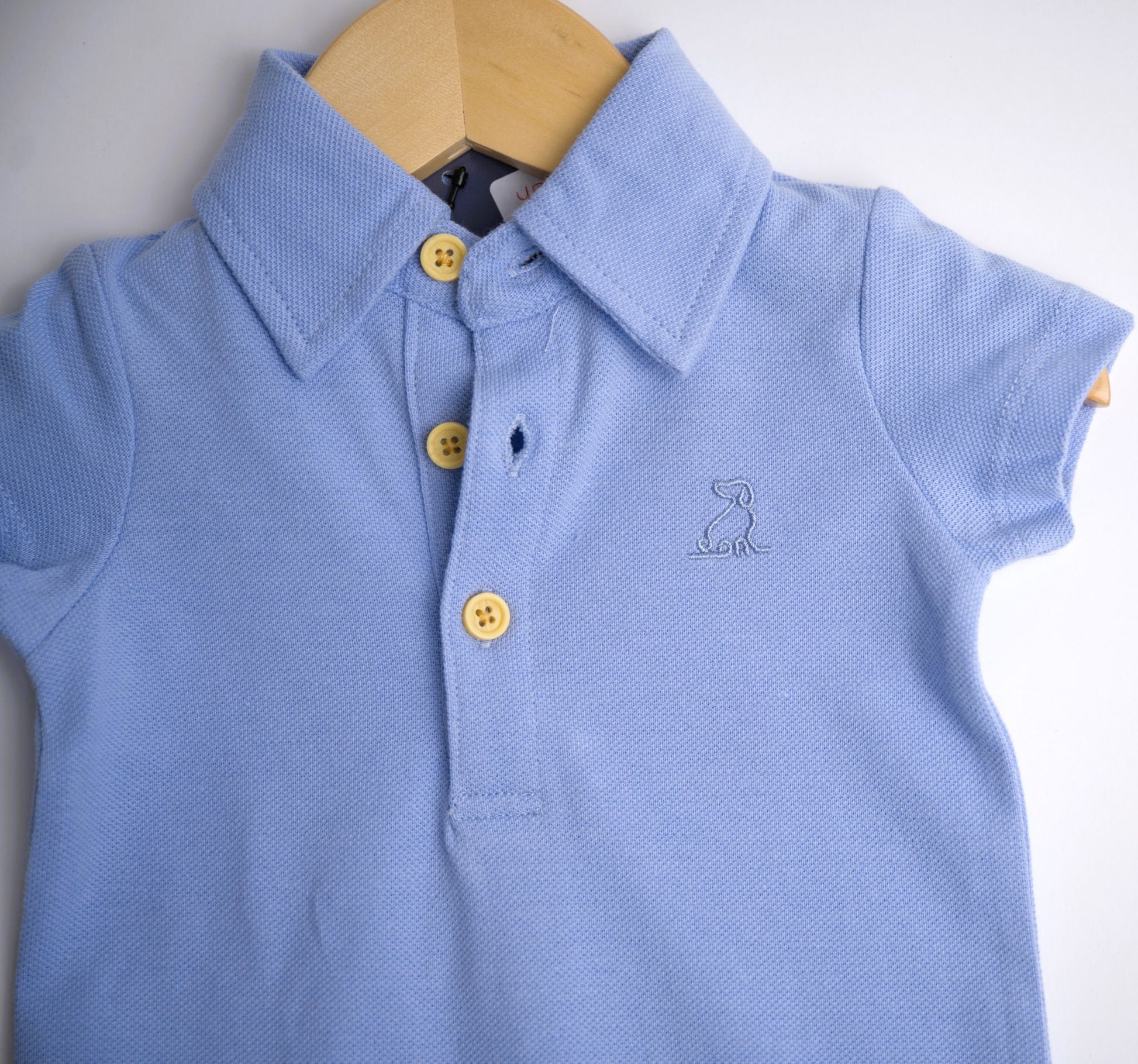 Me & Henry baby blue short sleeve collared romper