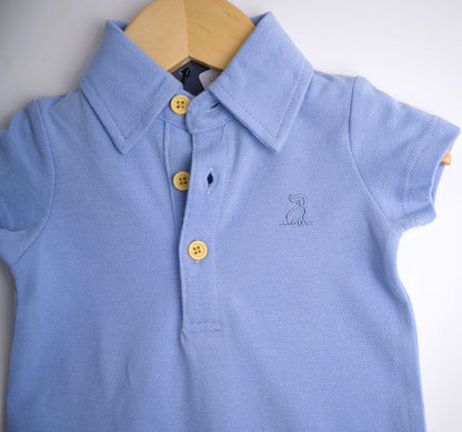 Me & Henry baby blue short sleeve collared romper