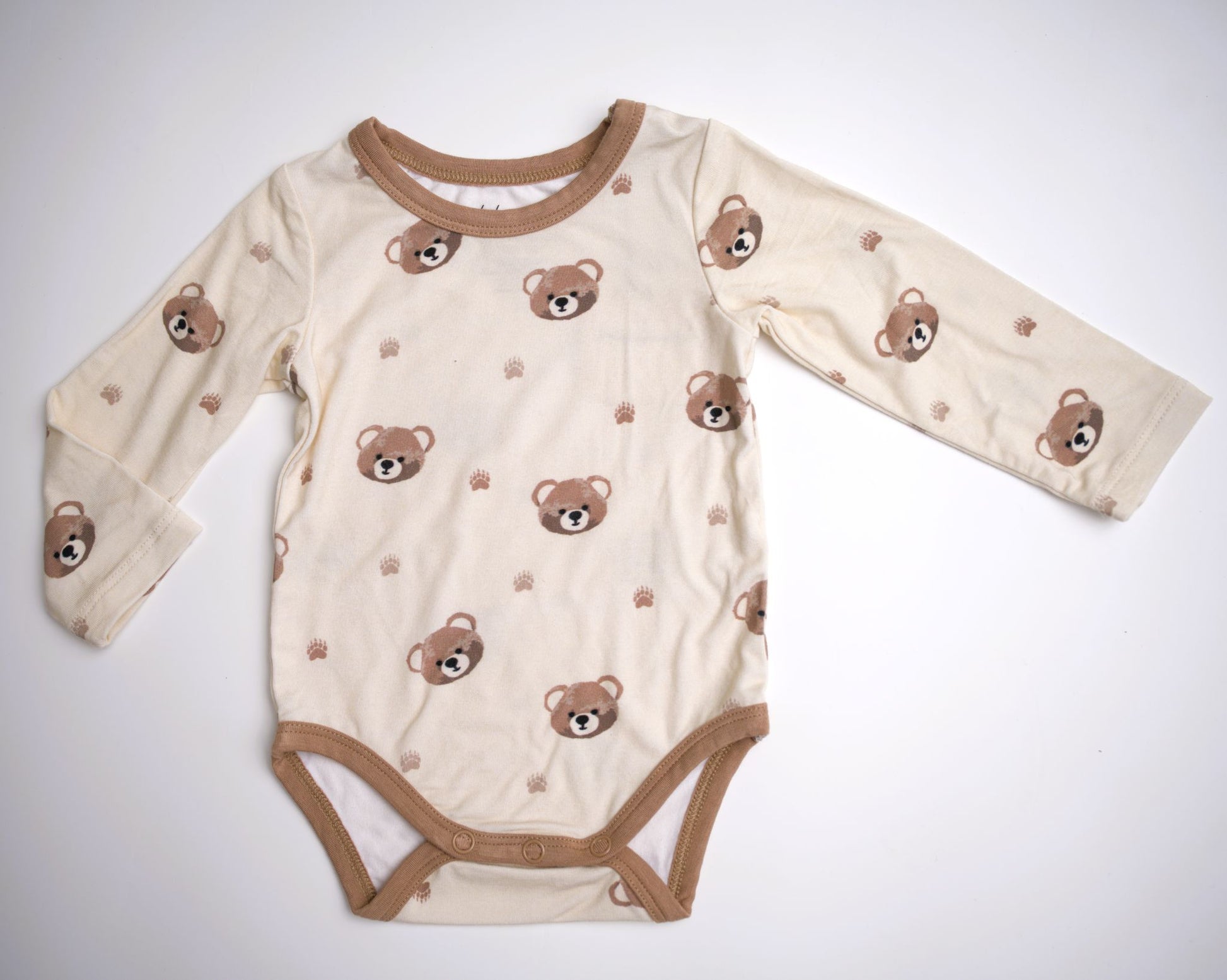 baby boy, long sleeve onesie, bear, bamboo cotton