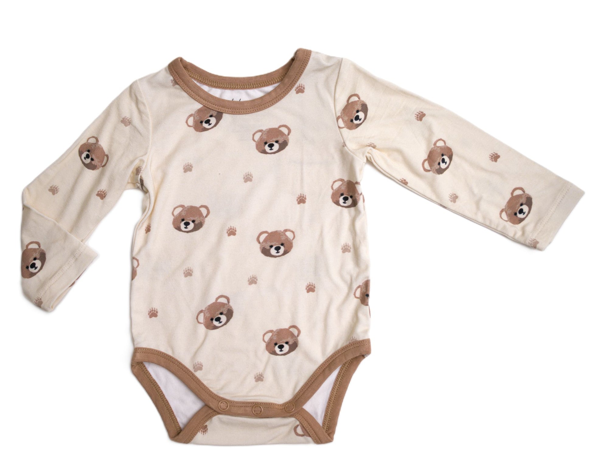 baby boy, long sleeve onesie, bear, bamboo cotton