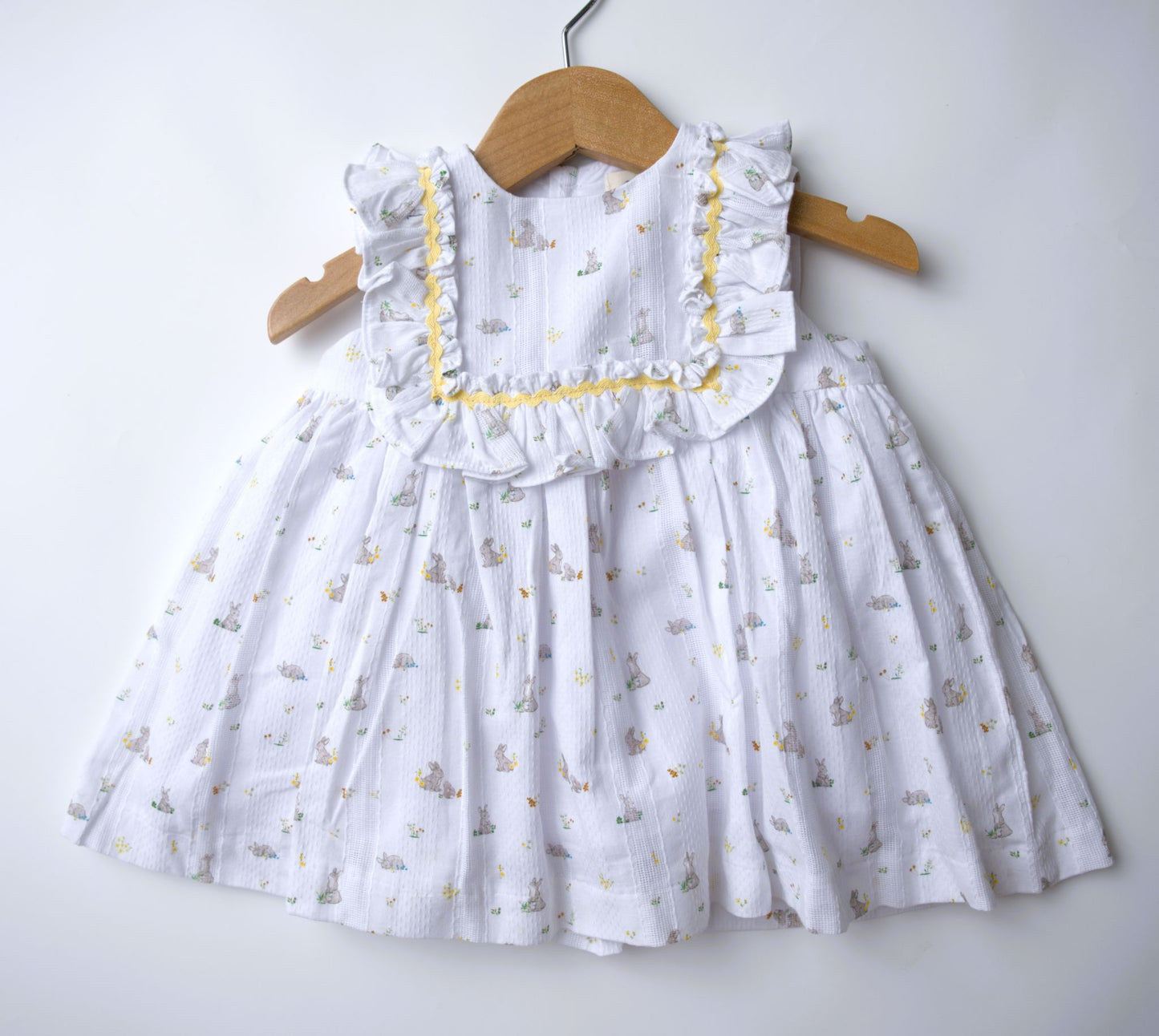 pi & Pa, girls, easter, dress, white, bunny, yellow, heirloom, spring