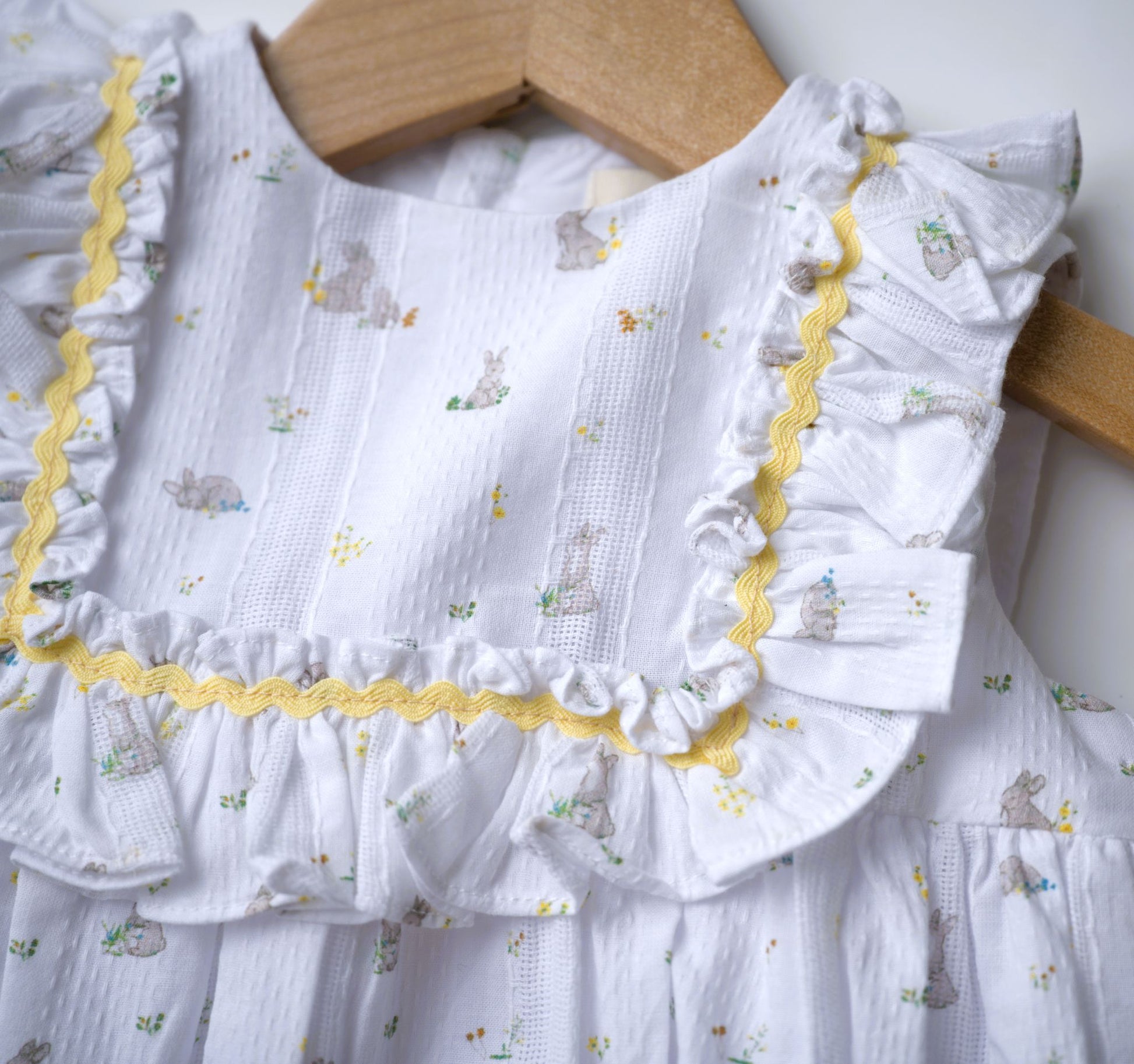 pi & Pa, girls, easter, dress, white, bunny, yellow, heirloom, spring