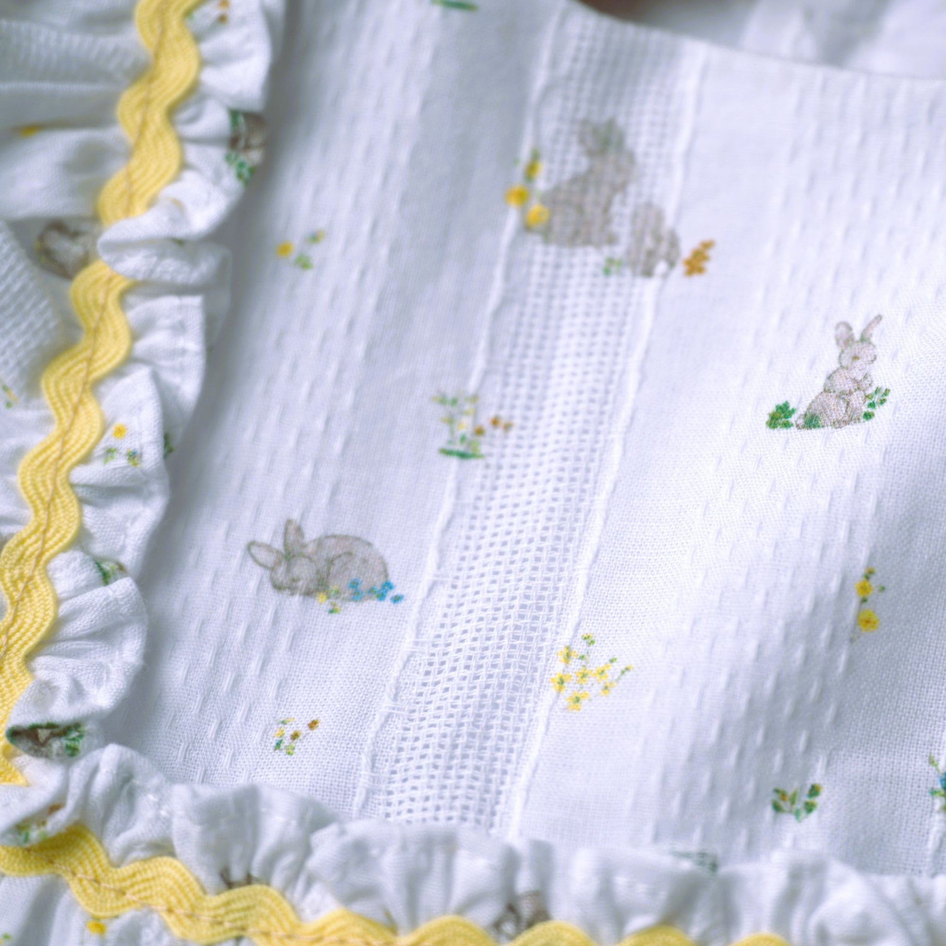 pi & Pa, girls, easter, dress, white, bunny, yellow, heirloom, spring