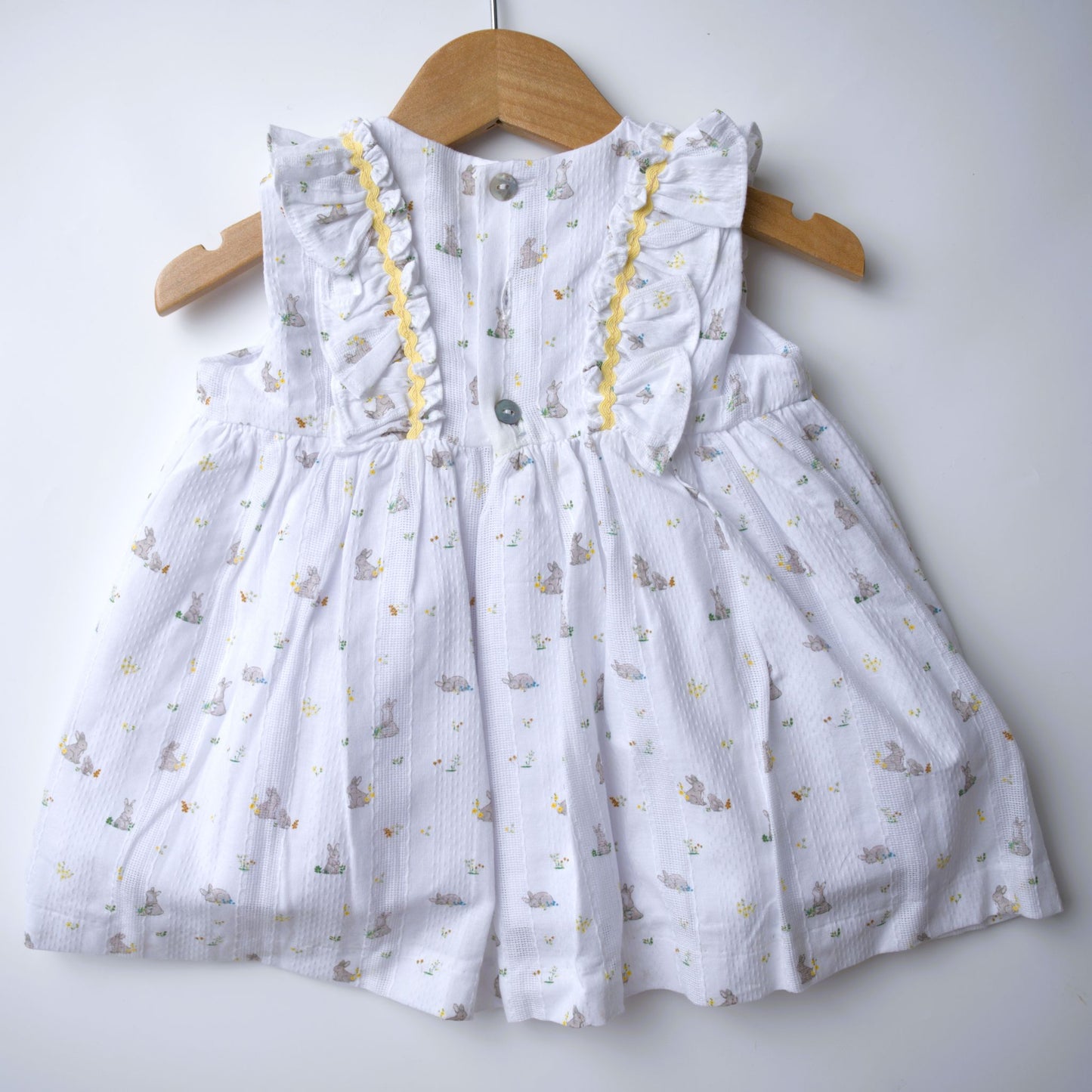 pi & Pa, girls, easter, dress, white, bunny, yellow, heirloom, spring
