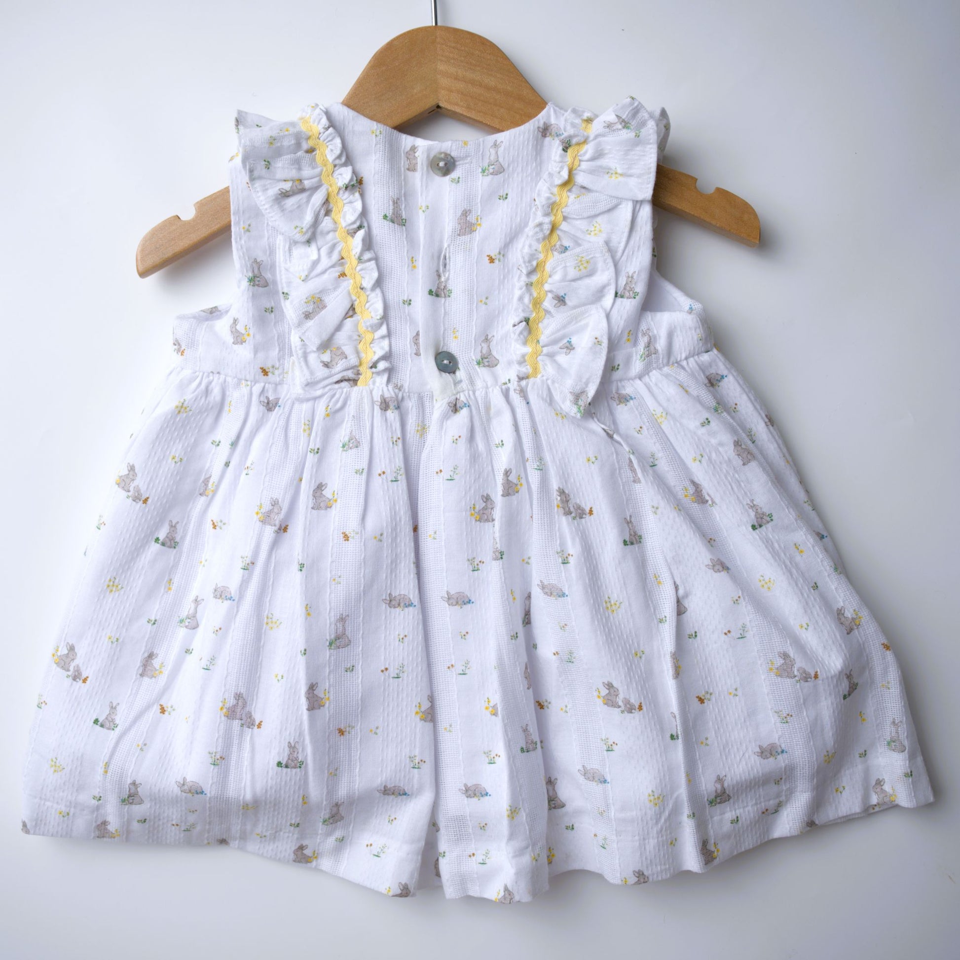 pi & Pa, girls, easter, dress, white, bunny, yellow, heirloom, spring
