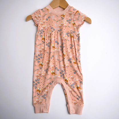 pink butterfly garden romper for little girls