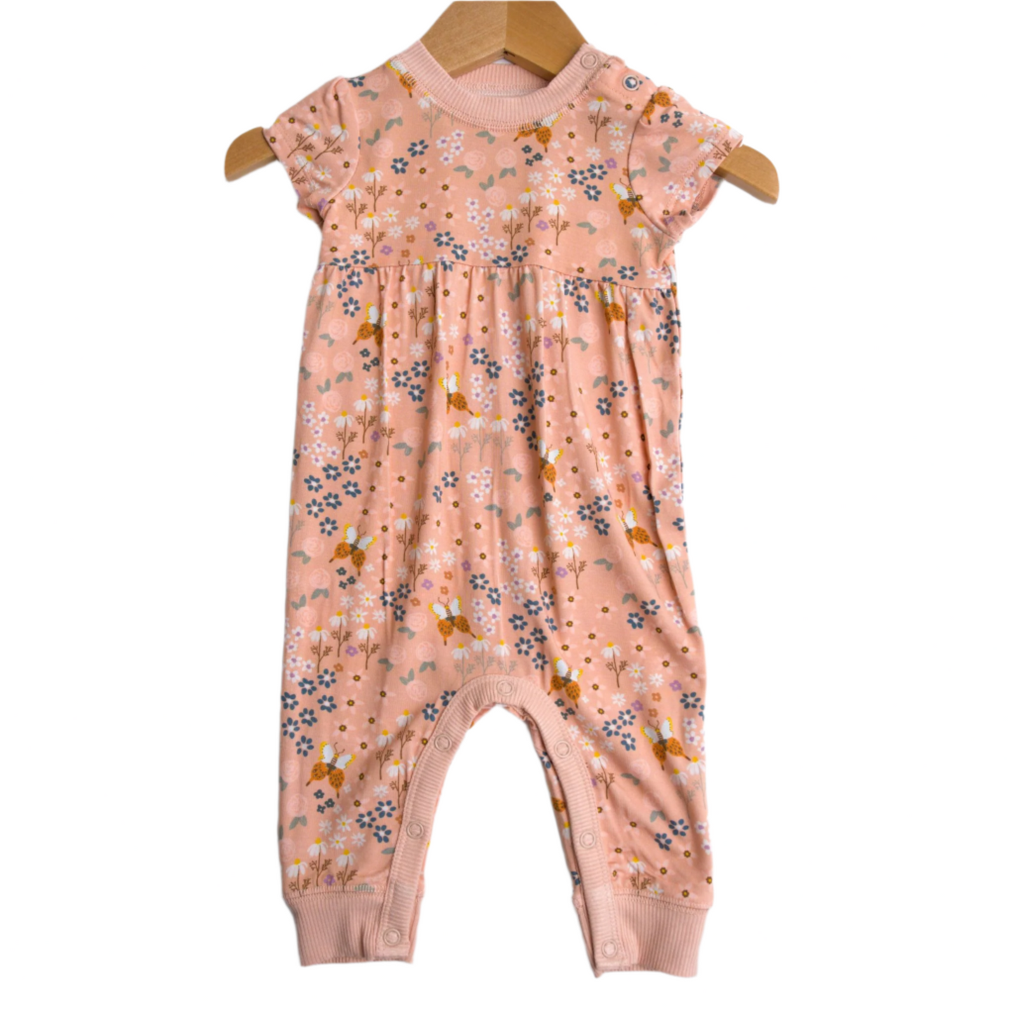 Babysprouts Girl's Short Sleeve Pant Romper – Butterfly Garden