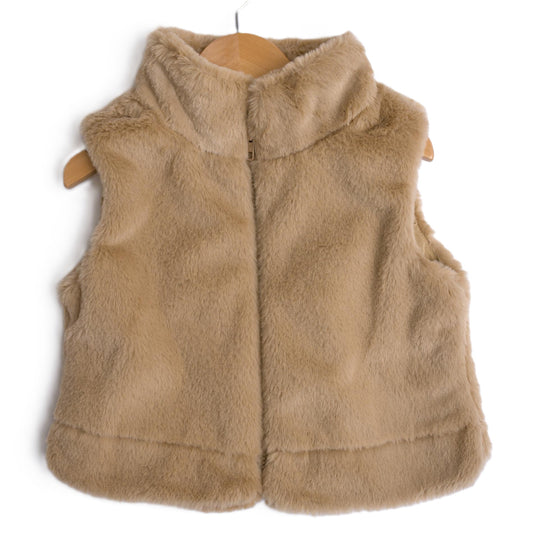 babysprouts fur vest beige tan zipper collar