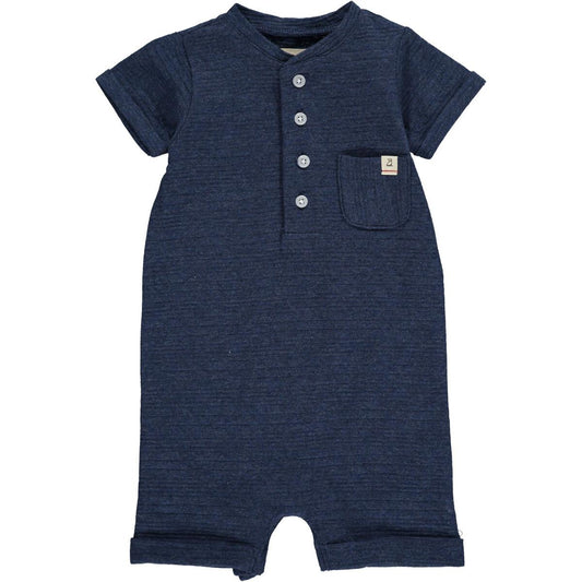 Me & Henry Camborne Henley romper - Navy Ribbed