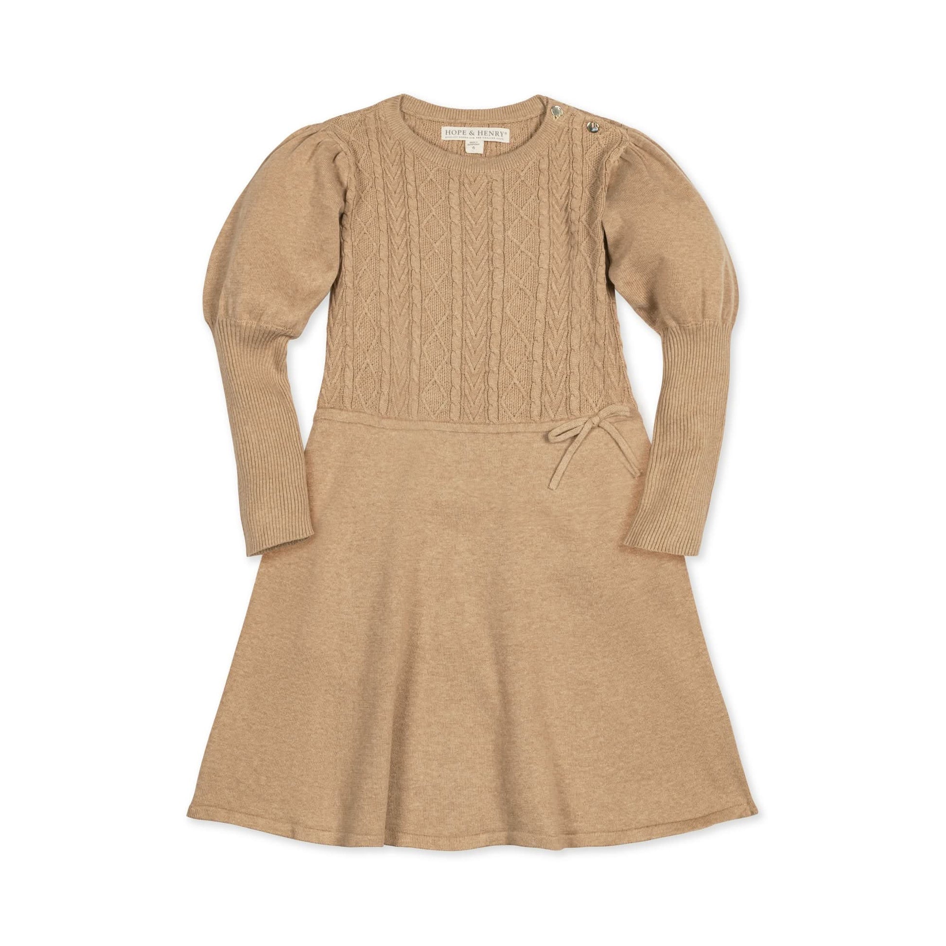 hope and henry camel tan sweater dress, long sleeve, knee length, girls, toddler