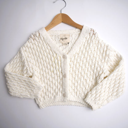 vignette, ivory, cardigan, v neck, lace design, girls, fall, layering, sweater