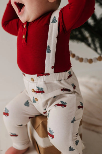 Babysprouts Henley Bodysuit & Suspenders Set – Christmas Truck
