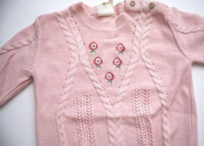 viverano, pink floral sweater for the baby girls, fall, valentine