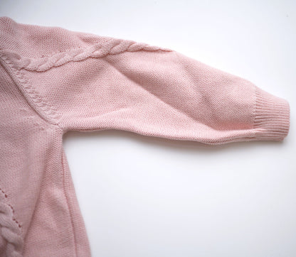 Viverano Organics Floral Embroidered Cable Knit Baby Sweater Pullover (Organic) – Berry