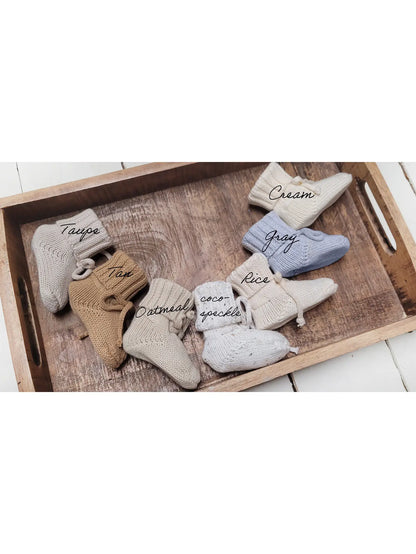 Mali Wear Baby Knit Cotton Booties - Grey