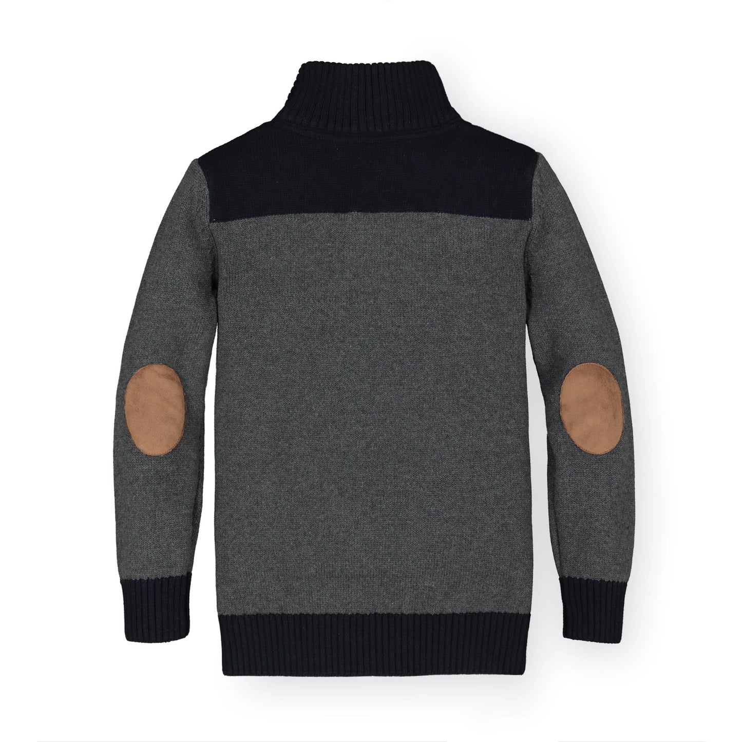 Hope and Henry Contrast Sweater w/Elbow Patches – Charcoal Heather/Black
