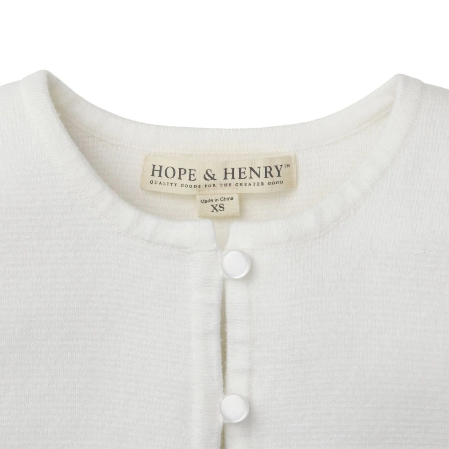 Hope and Henry Cropped Curved Hem Cardigan – White