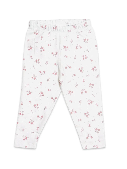 viverano organic cotton white legging with pink floral detail