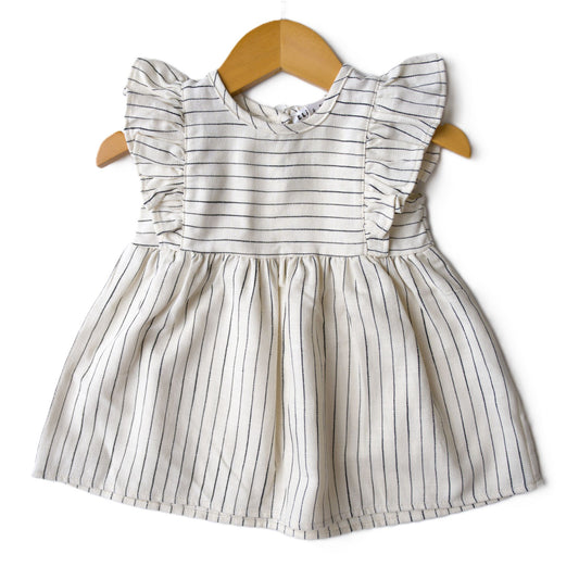 Eli & Nev Baby Girl Dina Summer Dress - Stripes (100% Cotton) cream and navy stripe dress best seller twin outfit