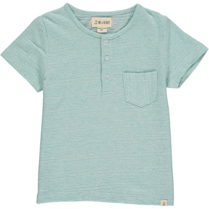 me and Henry dodger henley sky, teal, light blue, short sleeve, cotton, tshirt, pocket, lightweight