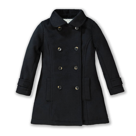 Girls, black, pea coat, dress coat, fall coat, pleated coat, stylish coat, dress, winter, church coat, toddler, baby
