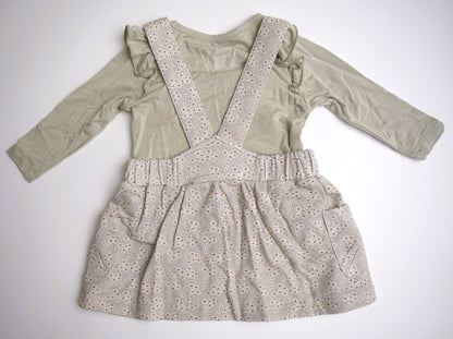 babysprouts sage long sleeve tee with romper dress.  tiny floral detail, bamboo cotton