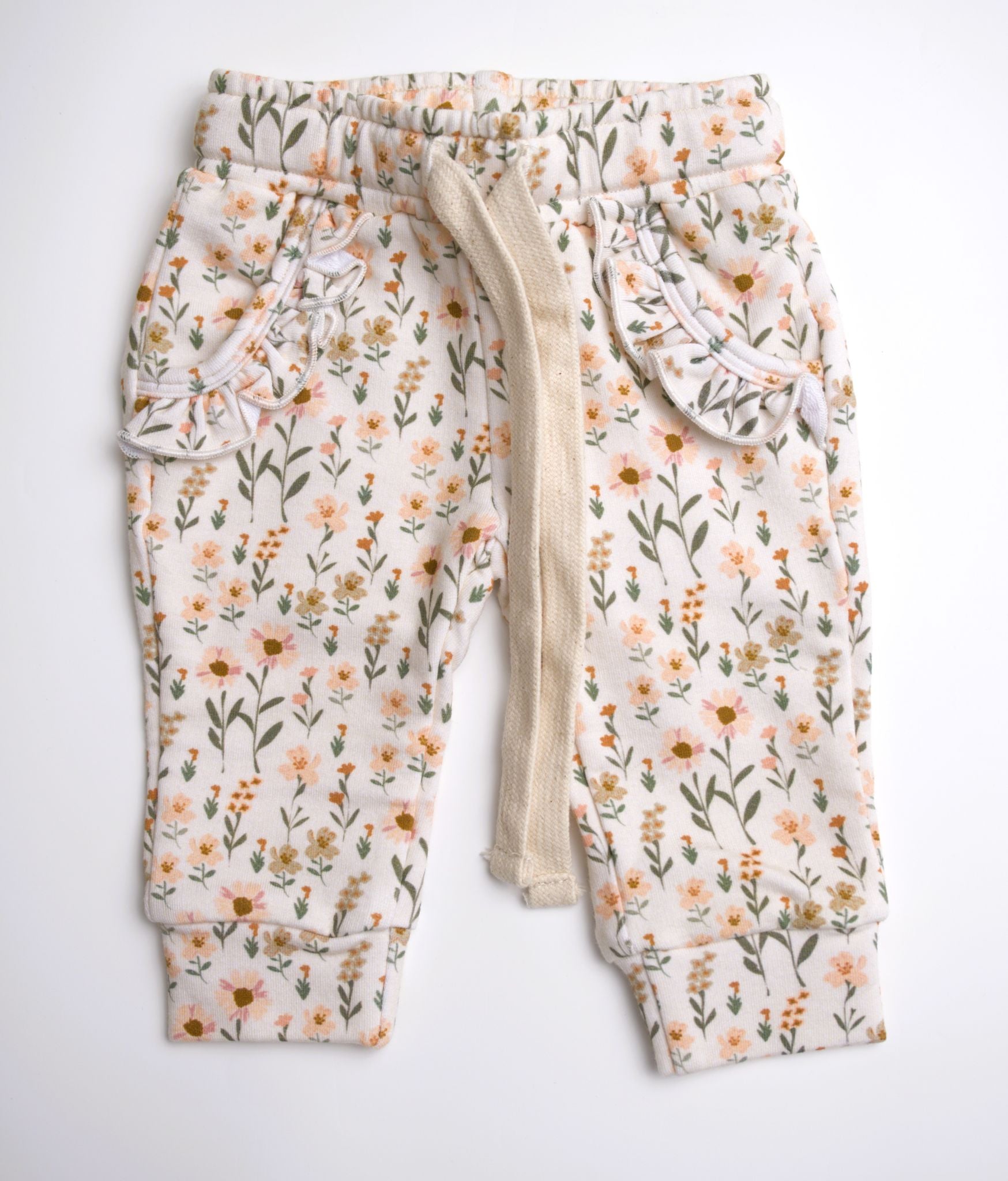 babysprouts, daisy, floral, joggers, sweatpants, pockets, girl, toddler
