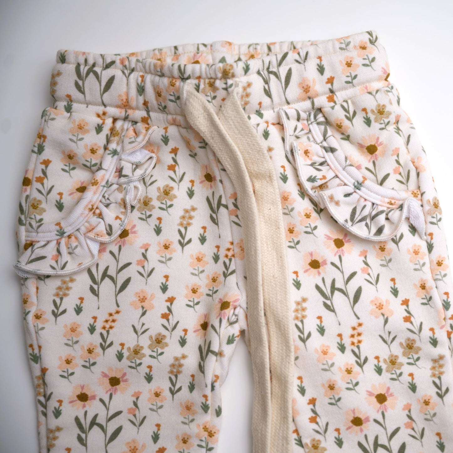 babysprouts, daisy, floral, joggers, sweatpants, pockets, girl, toddler
