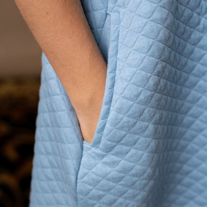 Hope and Henry Quilted Puff Sleeve Dress – Dusty Blue Quilted
