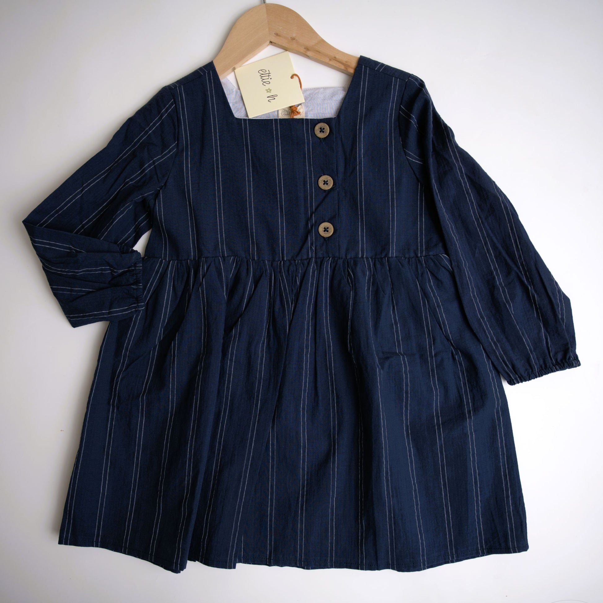 ettie and hh clown dress navy long sleeve dress navy pinstripe 