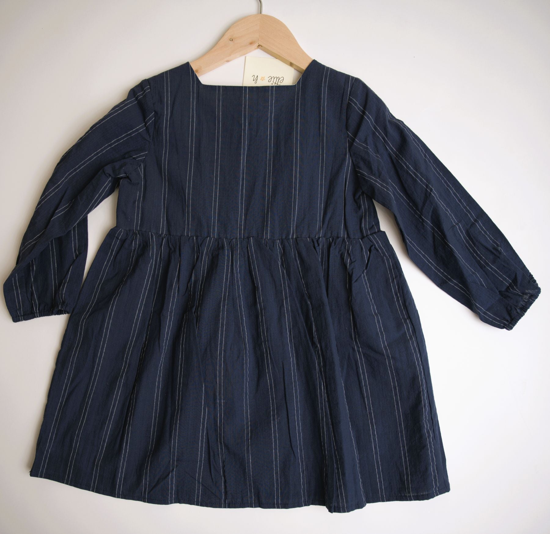 ettie and hh clown dress navy long sleeve dress navy pinstripe 
