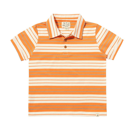 Me & Henry Flagstaff Polo - Tangerine/Grey/White Stripe