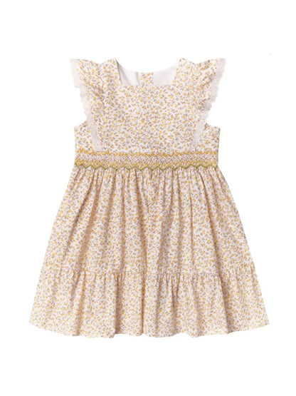 smocked yellow floral dress summer dress easter dress
