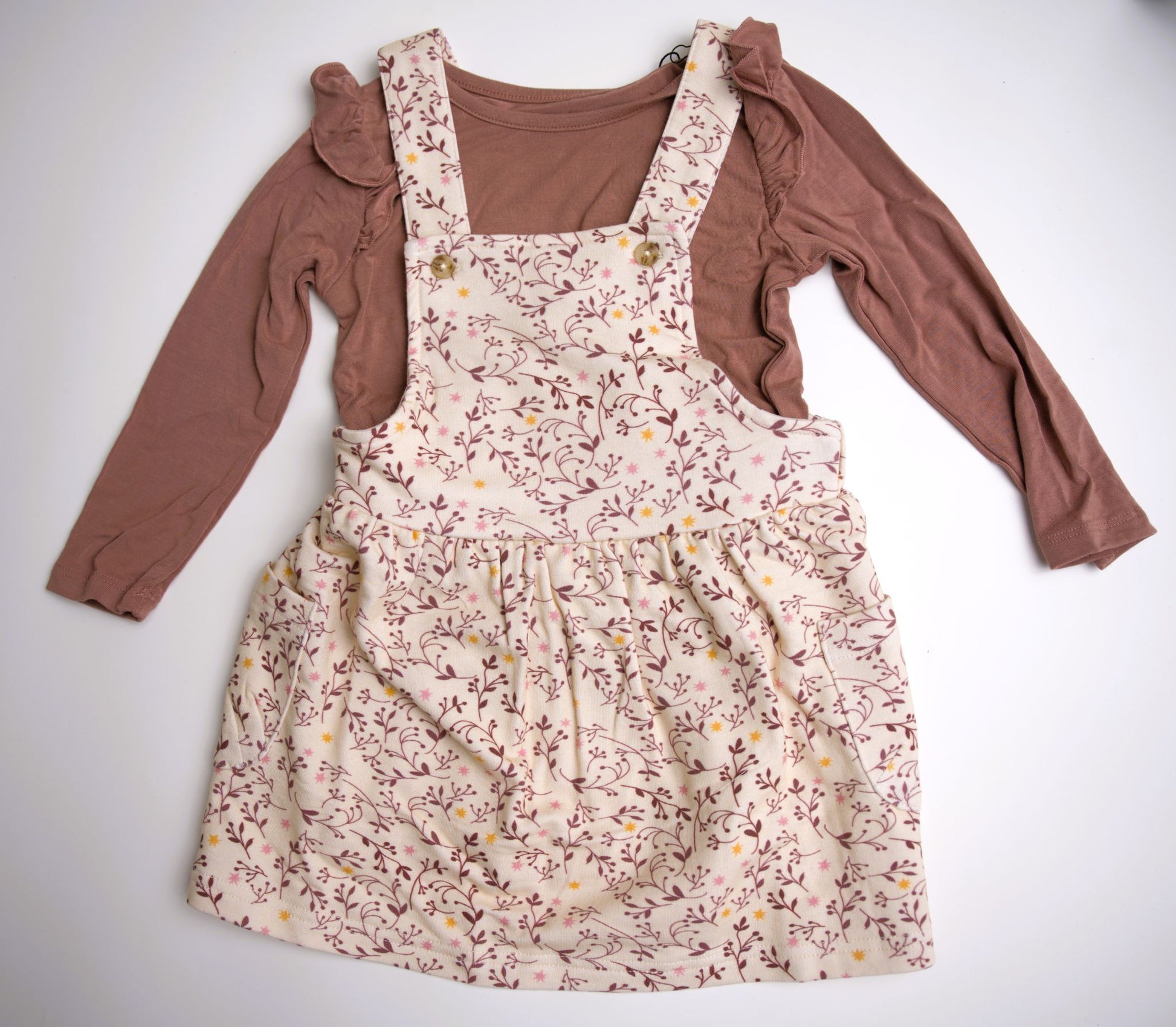 babysprout mauve long sleeve with white floral jumper dress