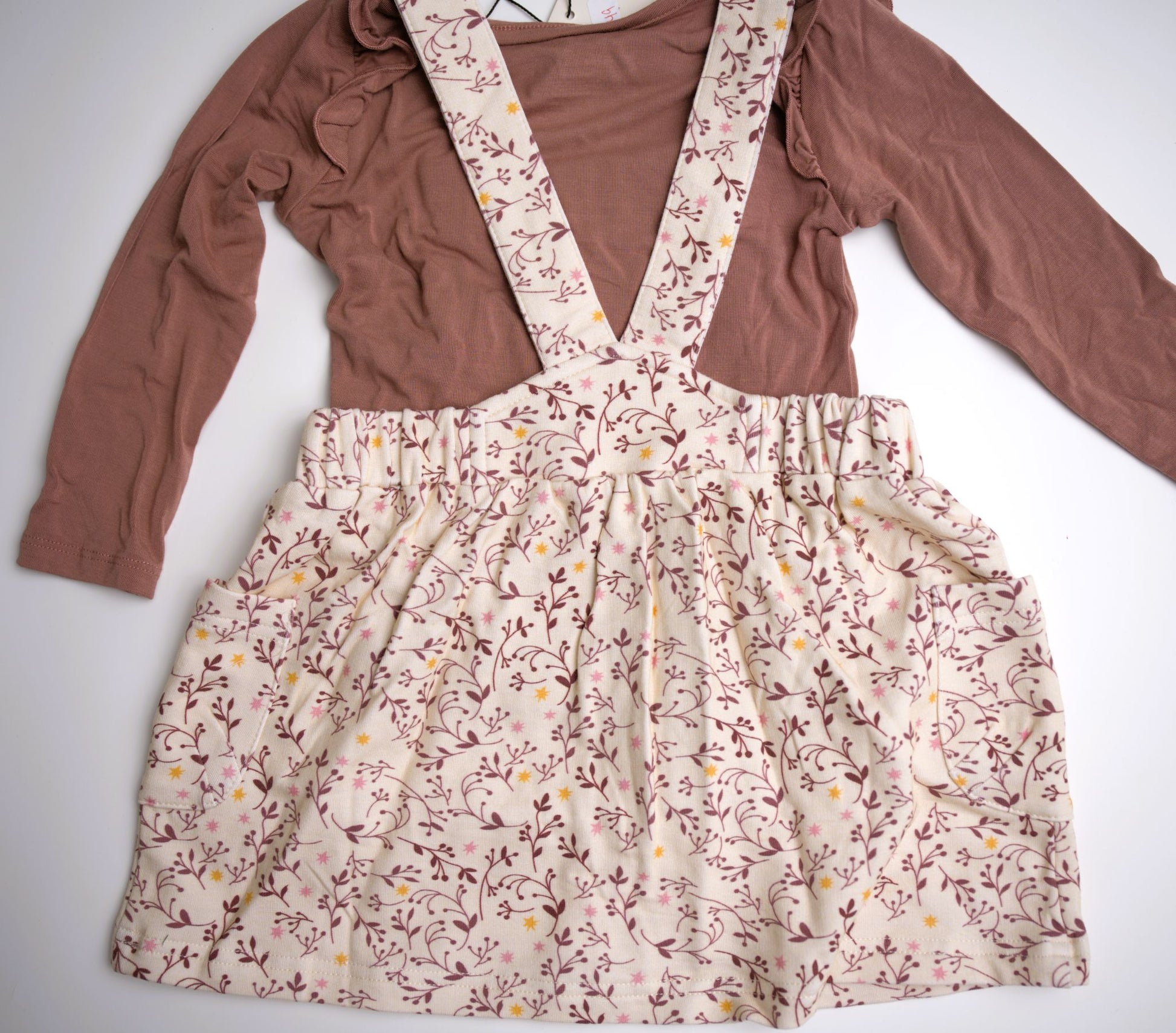 babysprout mauve long sleeve with white floral jumper dress
