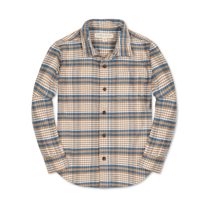 hope and henry, blue, tan, white, plaid, collared, long sleeve, button up, shirt, suede elbows, boys, toddler
fall
