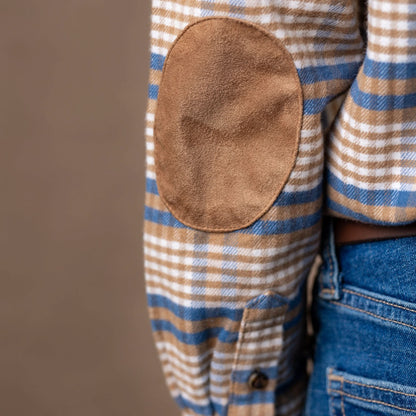 Hope and Henry Organic Flannel Shirt w/Elbow Patches – Foliage Plaid