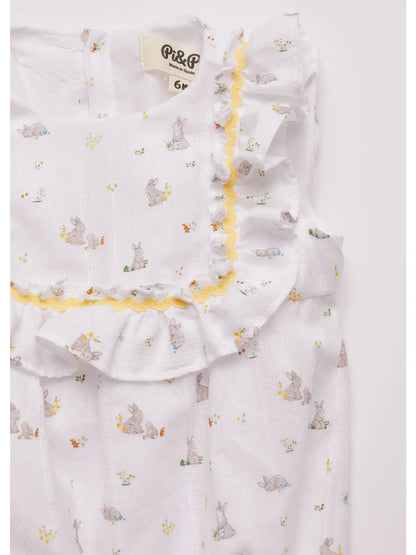 Pi & Pa Frog Baby Girl Bunnies Romper