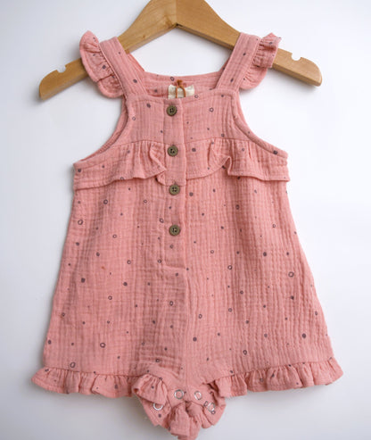 ettie + h Freya Romper - Pink Polka Dots