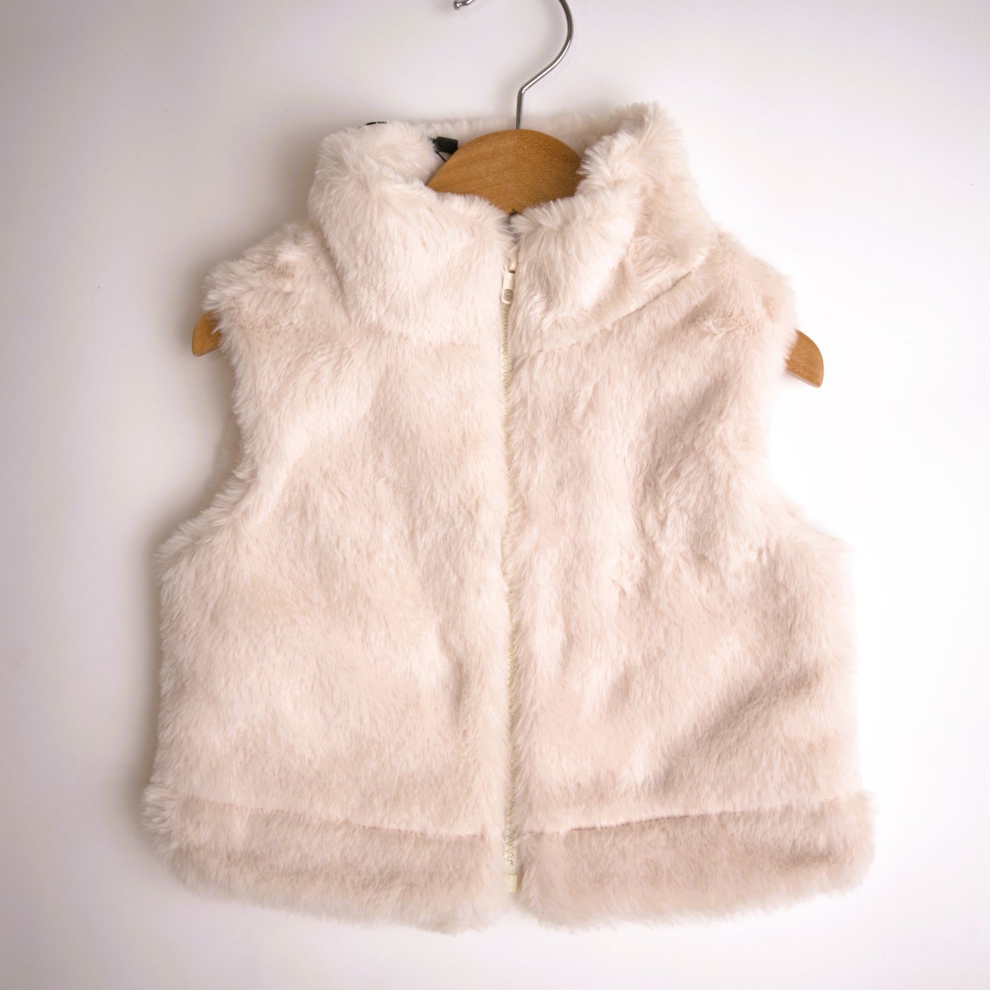 babysprouts cream fur vest with zipper and high collar